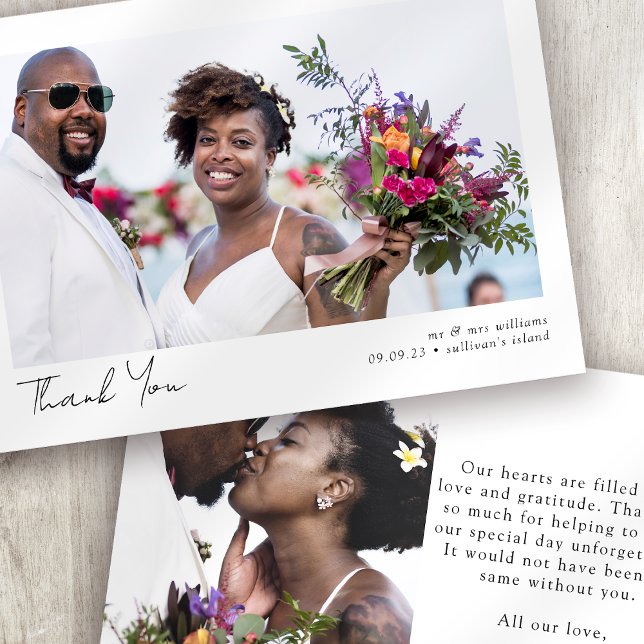 Tarjeta De Agradecimiento Boda fotográfico minimalista (Subido por el creador)