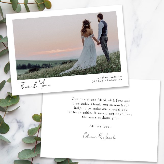 Tarjeta De Agradecimiento Boda fotográfico minimalista (Subido por el creador)