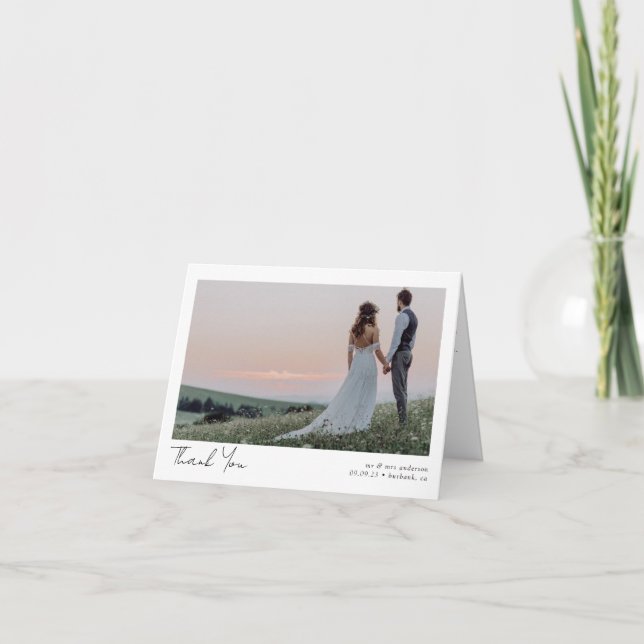 Tarjeta De Agradecimiento Boda fotográfico minimalista 2 (Anverso)