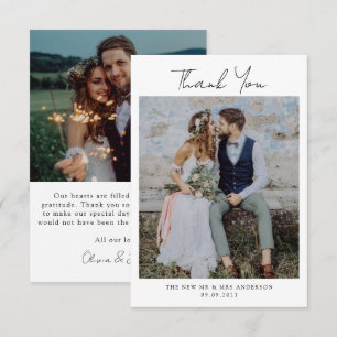 Tarjeta De Agradecimiento Boda fotográfico minimalista 2