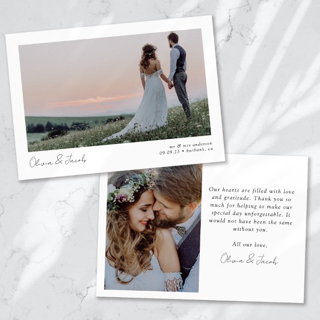 Tarjeta De Agradecimiento Boda fotográfico minimalista 2 (Subido por el creador)