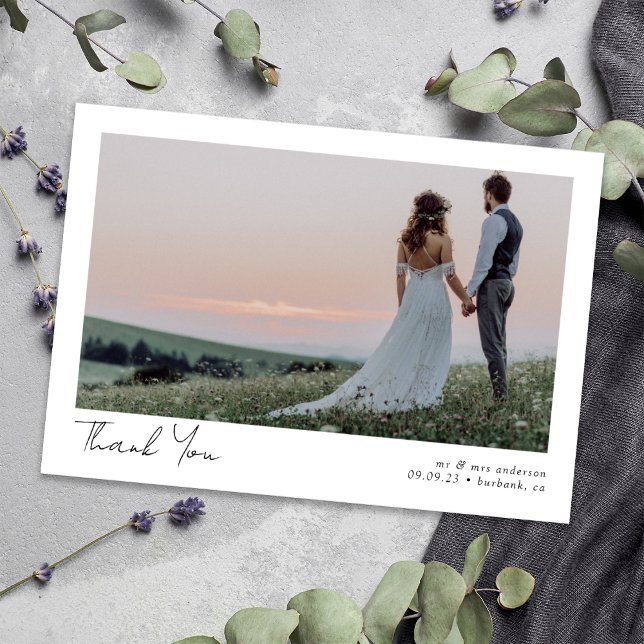 Tarjeta De Agradecimiento Boda fotográfico minimalista 2 (Subido por el creador)