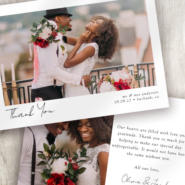 Tarjeta De Agradecimiento Boda fotográfico minimalista 2 (Subido por el creador)