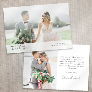 Tarjeta De Agradecimiento Boda fotográfico minimalista 2