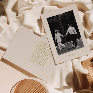 Tarjeta De Agradecimiento Boda fotográfico minimalista de Beige