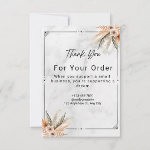 Tarjeta De Agradecimiento Boda fotográfico Minimalista de mármol blanco