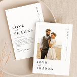 Tarjeta De Agradecimiento Boda fotográfico Minimalista de presupuesto<br><div class="desc">Esta simple tarjeta de boda de agradecimiento es perfecta para expresar tu gratitud. Con un diseño minimalista con un mensaje sincero, capta la esencia del día de tu boda. Ideal para bodas de destino y recepciones económicas y elegantes, esta tarjeta ofrece una hermosa manera de agradecer a sus invitados y...</div>