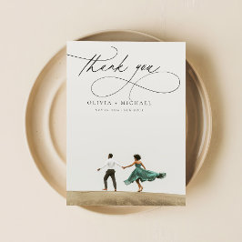 Tarjeta De Agradecimiento Boda fotográfico Minimalista exclusivo de escritur