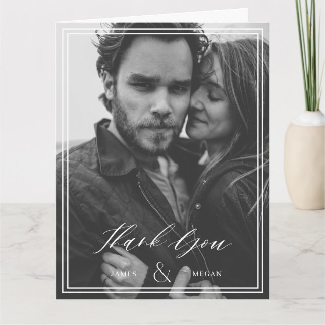 Tarjeta De Agradecimiento Boda fotográfico minimalista Gracias (Anverso)