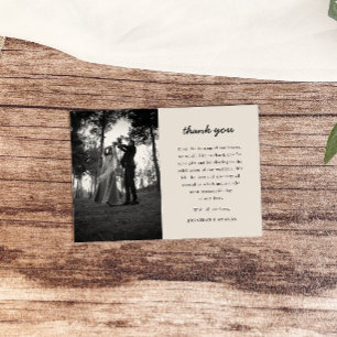 Tarjeta De Agradecimiento Boda fotográfico Minimalista simple de Beige