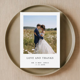 Tarjeta De Agradecimiento Boda fotográfico Minimalista simple y elegante