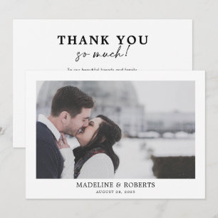 Tarjeta De Agradecimiento Boda fotográfico minimalista y blanco