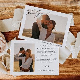 Tarjeta De Agradecimiento Boda fotográfico moderno