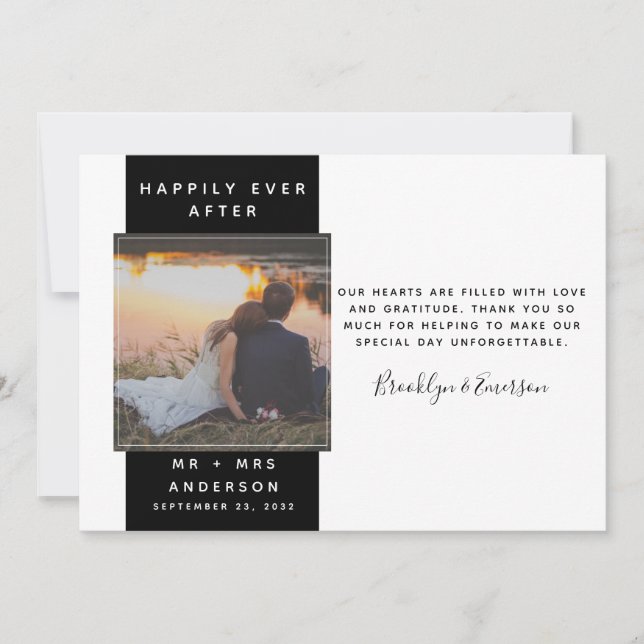 Tarjeta De Agradecimiento Boda fotográfico moderno (Anverso)