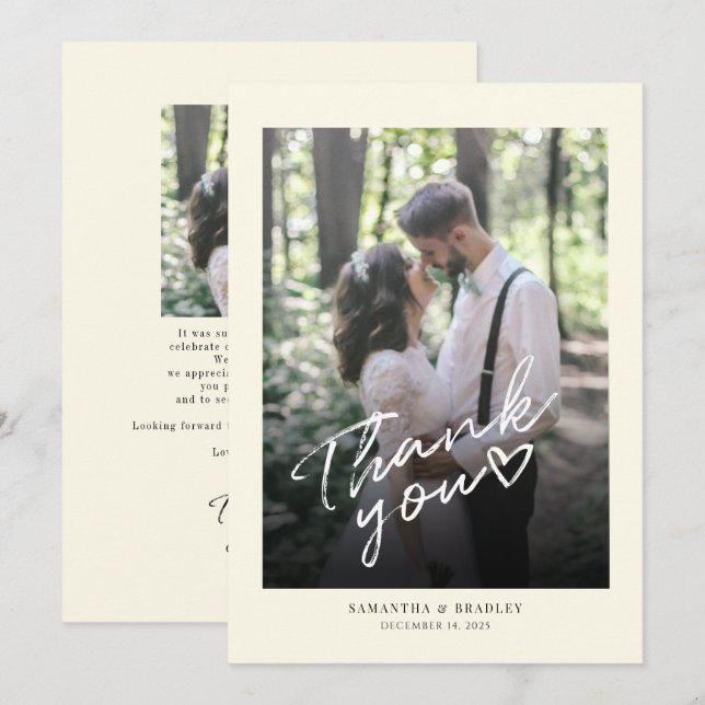Tarjeta De Agradecimiento Boda fotográfico moderno (Anverso / Reverso)