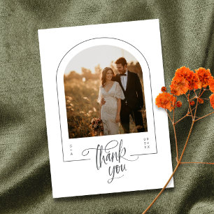 Tarjeta De Agradecimiento Boda fotográfico moderno de arco Minimalista