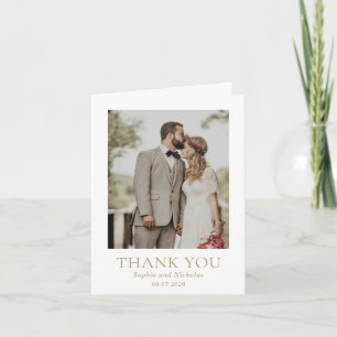 Tarjeta De Agradecimiento Boda fotográfico moderno de oro simple