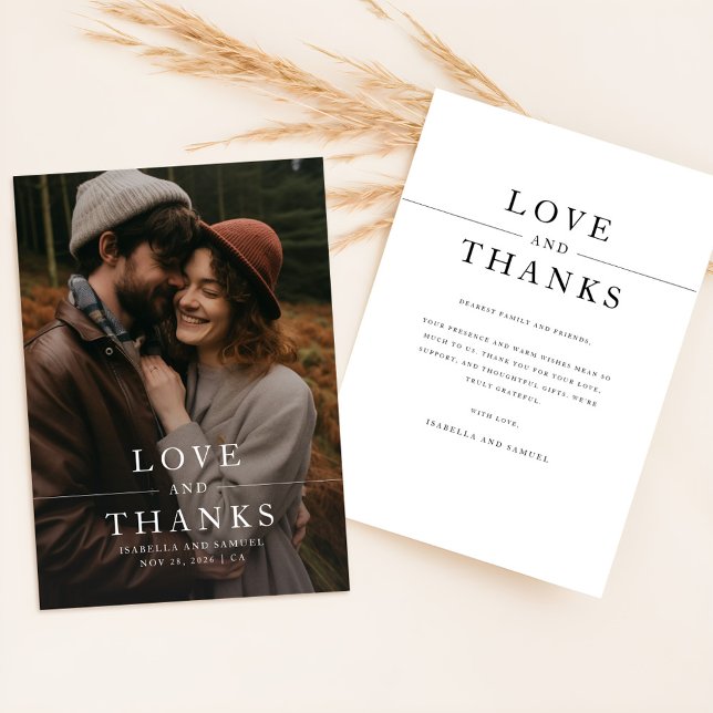 Tarjeta De Agradecimiento Boda fotográfico moderno en blanco y negro (Subido por el creador)