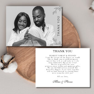Tarjeta De Agradecimiento Boda fotográfico moderno en blanco y negro