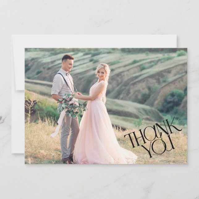 Tarjeta De Agradecimiento Boda fotográfico moderno Gracias (Anverso)