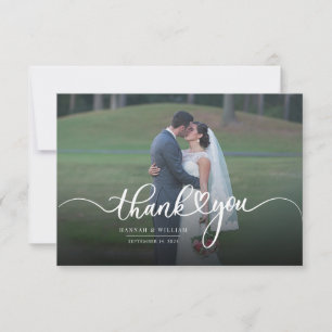 Tarjeta De Agradecimiento Boda fotográfico moderno manuscrito