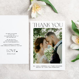 Tarjeta De Agradecimiento Boda fotográfico moderno minimalista simple