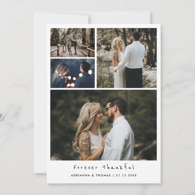 Tarjeta De Agradecimiento Boda fotográfico moderno para una pareja de agrade (Anverso)