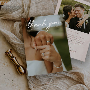 Tarjeta De Agradecimiento Boda fotográfico moderno simple
