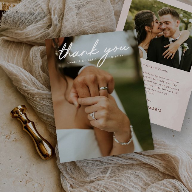 Tarjeta De Agradecimiento Boda fotográfico moderno simple (Subido por el creador)