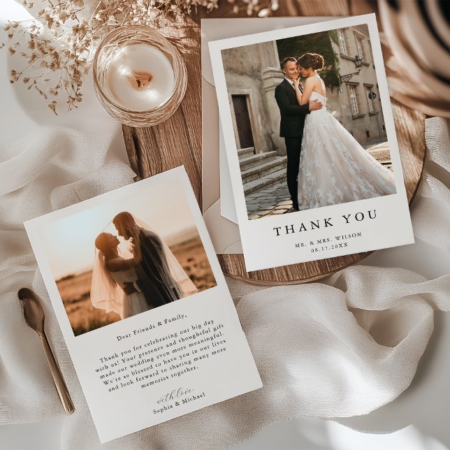 Tarjeta De Agradecimiento Boda fotográfico moderno simple (Subido por el creador)