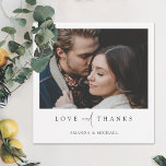 Tarjeta De Agradecimiento Boda fotográfico moderno y elegante<br><div class="desc">Este sencillo boda de fotos personalizado de moda, gracias a la plantilla de tarjeta, presenta un diseño elegante, minimalista y moderno. Por favor, revisa nuestra tienda para ver una versión rectangular de este diseño en varios colores de texto, también! La parte delantera incluye sus nombres bajo su foto favorita y...</div>