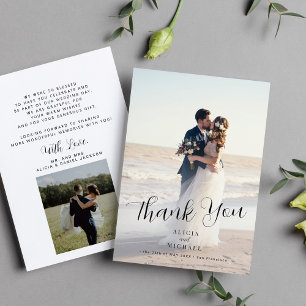 Tarjeta De Agradecimiento Boda fotográfico moderno y elegante