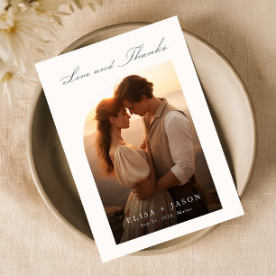 Tarjeta De Agradecimiento Boda fotográfico moderno y sencillo de Boho