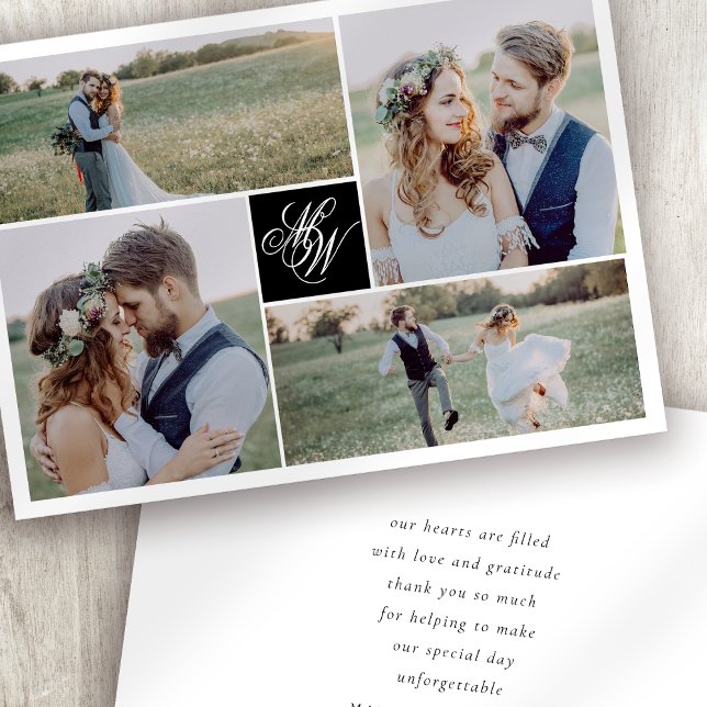 Tarjeta De Agradecimiento Boda fotográfico Monograma 4 (Subido por el creador)