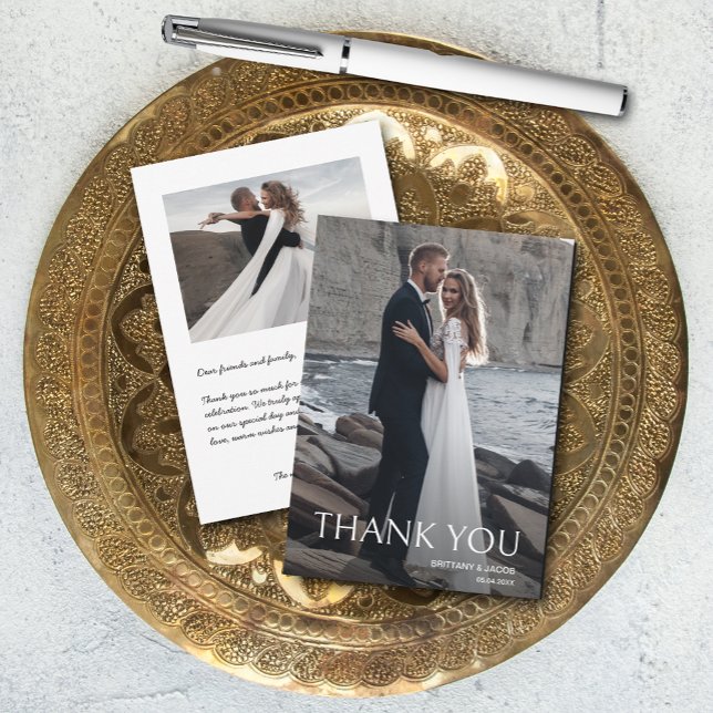 Tarjeta De Agradecimiento Boda fotográfico pequeño simple (SMALL 3.5" x 5" (you can change the size when ordering.))