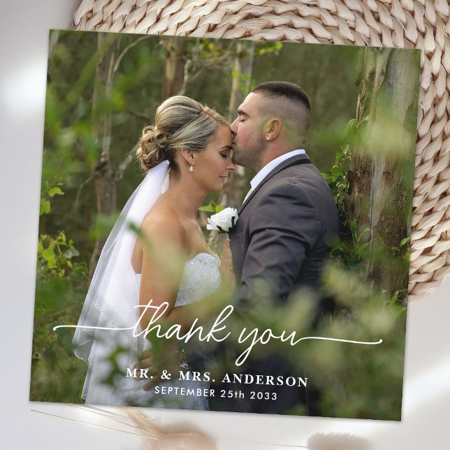 Tarjeta De Agradecimiento Boda fotográfico personalizado de Moda simple mode (Subido por el creador)