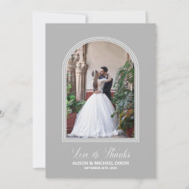 Tarjeta De Agradecimiento Boda fotográfico Personalizado gris