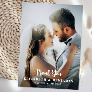 Tarjeta De Agradecimiento Boda fotográfico personalizado sencillo y moderno