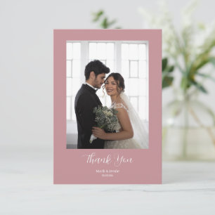 Tarjeta De Agradecimiento BODA fotográfico ROE rosa y blanco simple