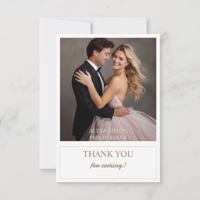 Tarjeta De Agradecimiento Boda fotográfico romance y eterno gracias a las ta (Anverso)