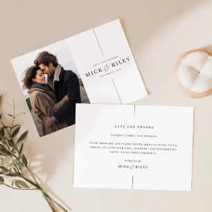 Tarjeta De Agradecimiento Boda fotográfico romántico mínimo