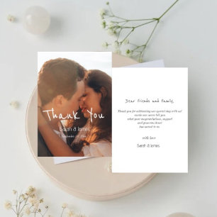 Tarjeta De Agradecimiento Boda fotográfico simple de escritura a mano
