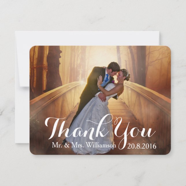 Tarjeta De Agradecimiento Boda fotográfico simple gracias (Anverso)