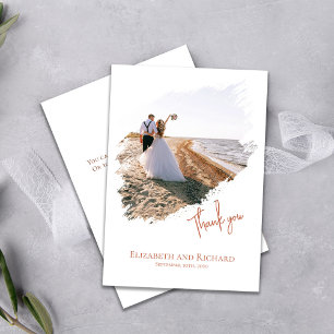 Tarjeta De Agradecimiento Boda fotográfico simple Gracias Personalizado