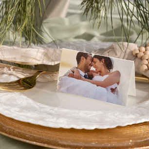 Tarjeta De Agradecimiento Boda fotográfico simple Minimalista de sabios oscu