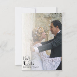 Tarjeta De Agradecimiento Boda fotográfico simple superpuesto de tipografía