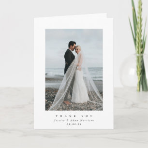 Tarjeta De Agradecimiento Boda fotográfico simple ultracomunitario blanco