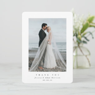 Tarjeta De Agradecimiento Boda fotográfico simple ultracomunitario blanco