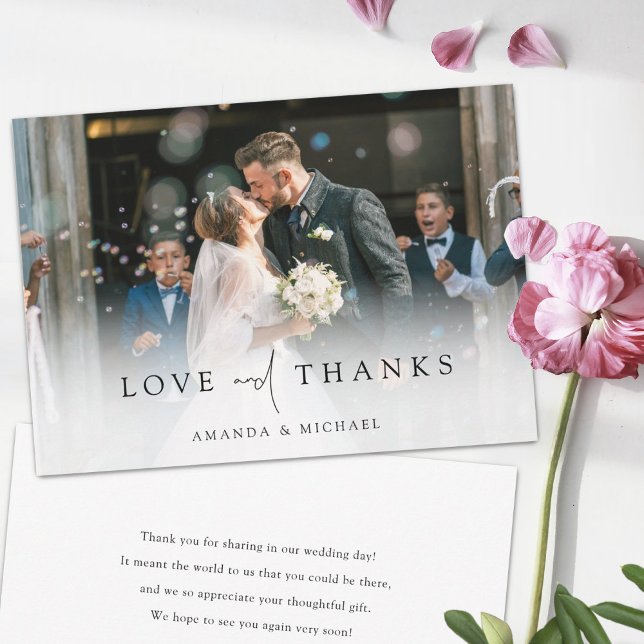 Tarjeta De Agradecimiento Boda fotográfico simple y elegante (Subido por el creador)