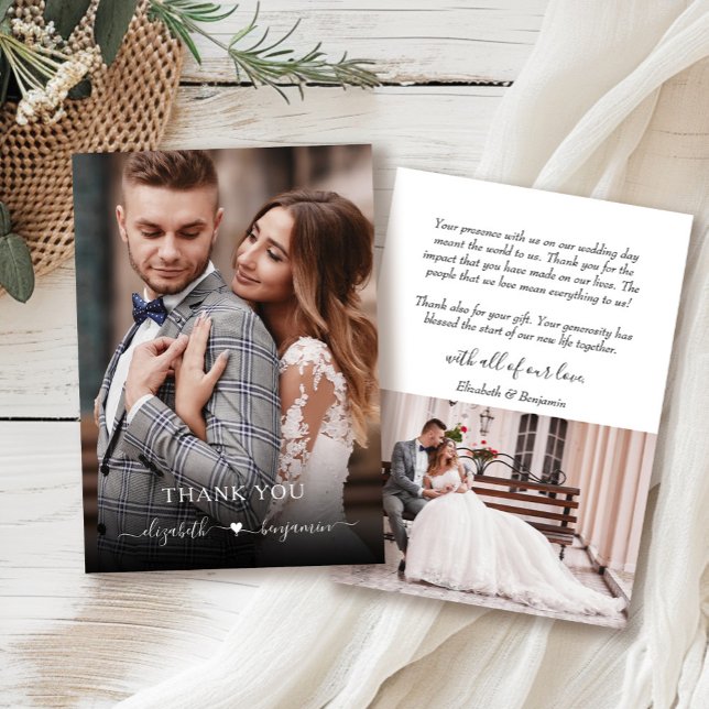 Tarjeta De Agradecimiento Boda fotográfico simple y moderno (Subido por el creador)